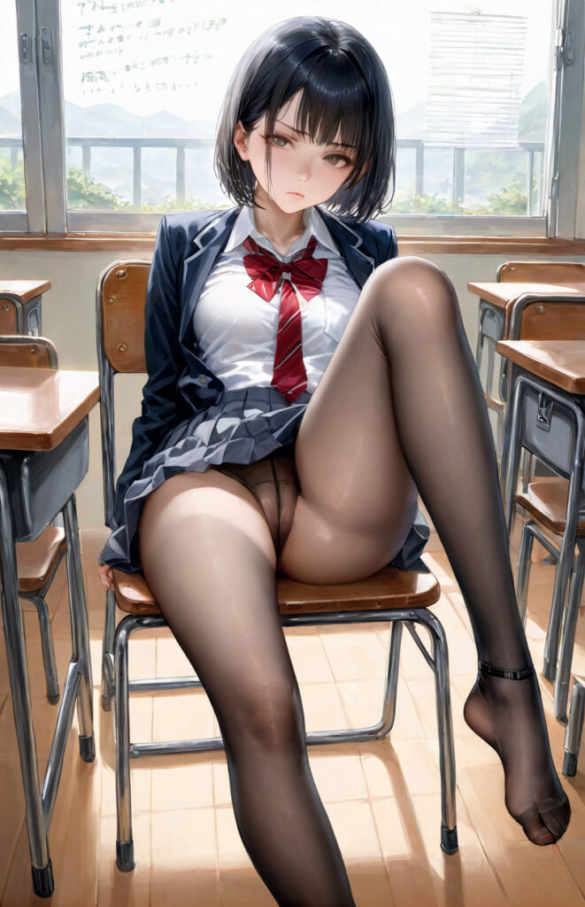 蒸れた黒タイツエロJK