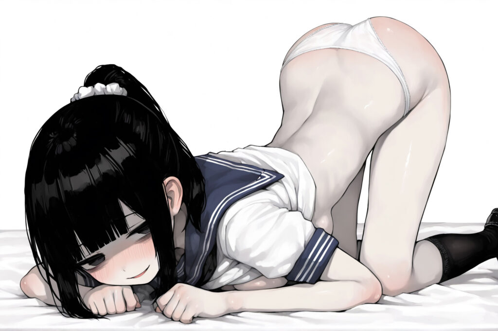 黒髪と白肌制服JK